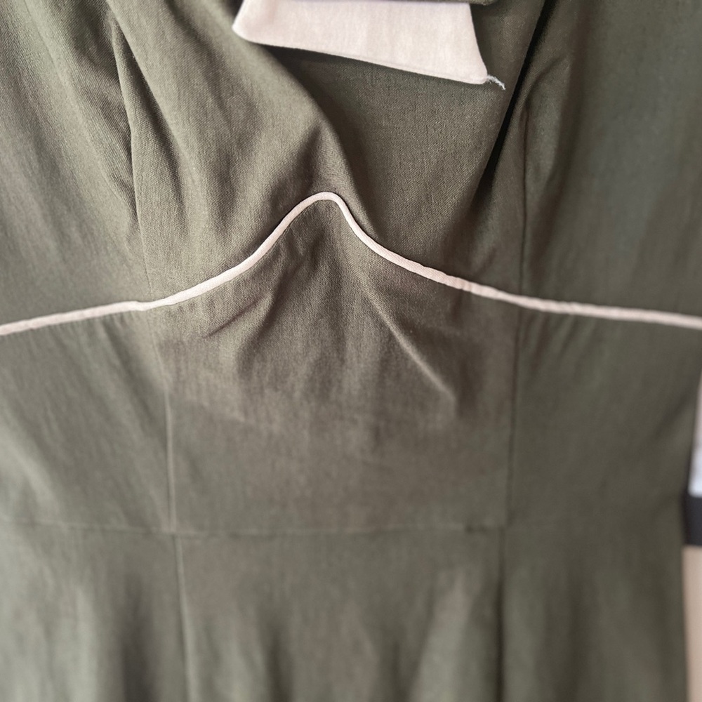 NWT Stop Staring 30s Bombshell Fitted Wiggle Dress Size Medium Army Olive Green - Picture 9 of 15